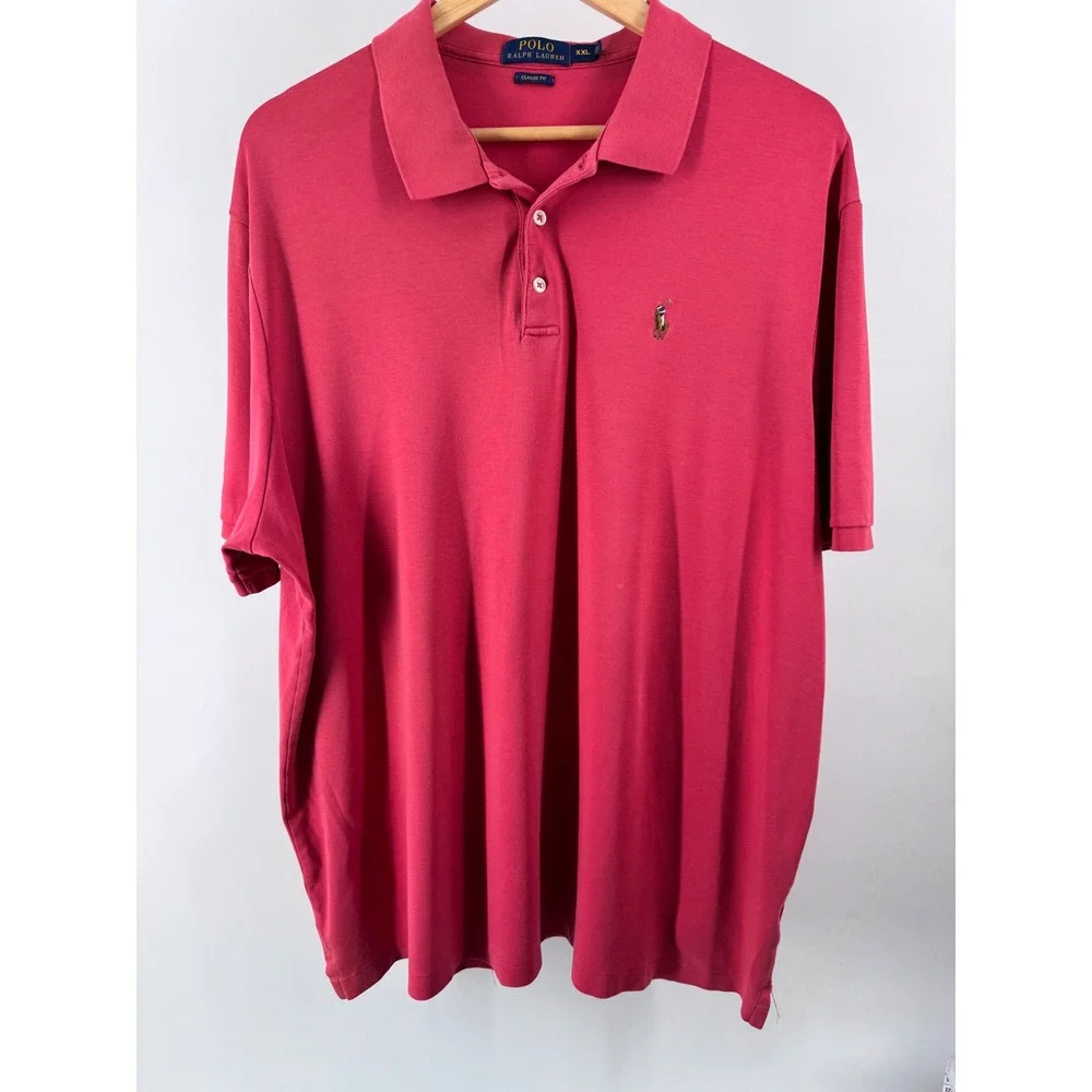 Polo Ralph Lauren‎ Polo Shirt Mens XXL Pink Good Classic Fit Short Sleeve Logo